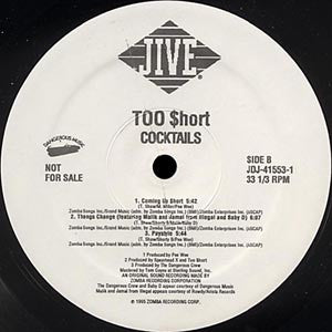 Image of Back Cover of 4844501S: 2xLP - TOO SHORT, Cocktails (Jive; JDJ-41553-1, US 1995, Promo, Generic Sleeve) Nice VG+ with a few superficial paper scuffs.  /VG+