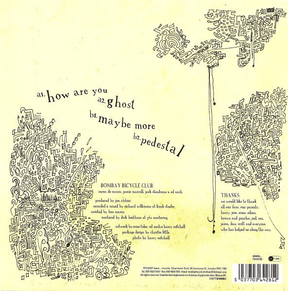 Image of Back Cover of 7" EP - VG+/VG+ - BOMBAY BICYCLE CLUB, How We Are (Mmm...Records; 36428-1, UK 2007, Picture Sleeve), Signed On Front Sleeve By Jack,  - 2526496E