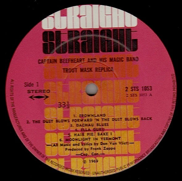 Image of Label Cover of 2xLP - VG/VG - CAPTAIN BEEFHEART AND HIS MAGIC BAND, Trout Mask Replica (Straight; STS 1053, UK 1969, Gatefold, 1st UK issue), Light hairlines. Sleeve has got ringwear and edgewear. ,  - 3926385E