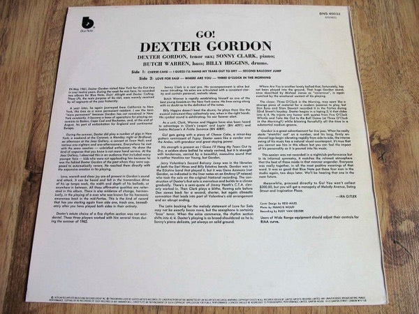 Image of Back Cover of LP - VG/VG+ - DEXTER GORDON, Go (Blue Note (Dark Blue w/ black 'b'); BNS40032, UK 1979, Stereo, UK First Press), ,  - 4046080S