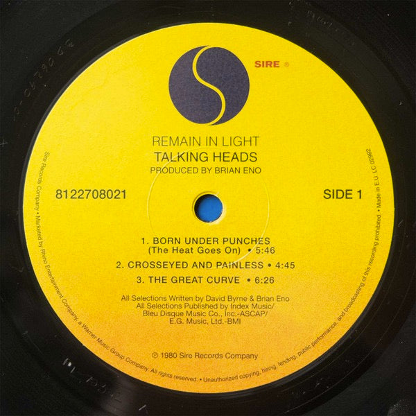 Image of Label Cover of LP - NEW/NEW - TALKING HEADS, Remain In Light (Rhino; 81227080211, UK 2013 Reissue, Inner, 180 Gram Vinyl), , This Brian Eno produced album explores African rhythms, inspired by Fela Kuti, as well as funk and electronic music, creating mesmerising looped grooves. The band made a conscious effort to showcase the ability of the whole group. The record features  Once In A Lifetime ,  Crosseyed And Painless , and  Houses In Motion .  - 0516349C