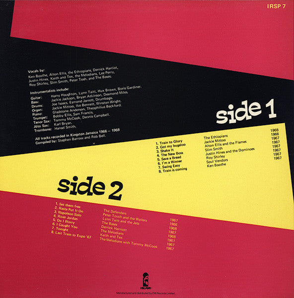 Image of Back Cover of LP - VG/VG+ - VARIOUS ARTISTS, Catch This Beat: The Rock Steady Years 1966-1968 (Island Records; IRSP 7, UK 1980, Laminated Sleeve, Black Inner, Mono), ,  - 3716031C