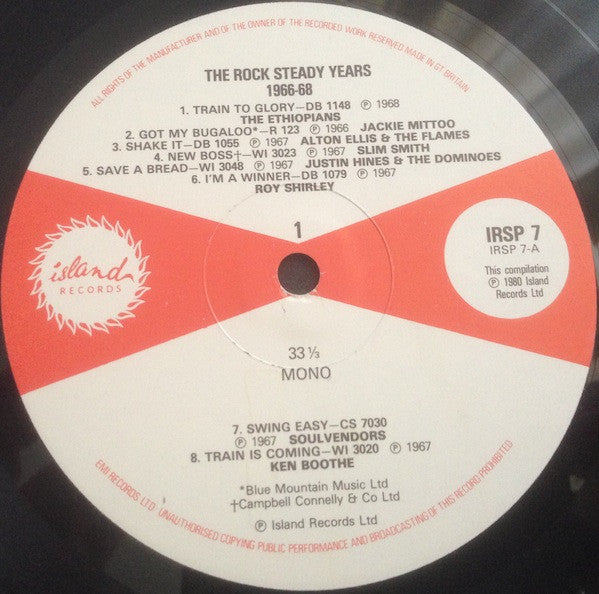 Image of Label Cover of LP - VG/VG+ - VARIOUS ARTISTS, Catch This Beat: The Rock Steady Years 1966-1968 (Island Records; IRSP 7, UK 1980, Laminated Sleeve, Black Inner, Mono), ,  - 3716031C