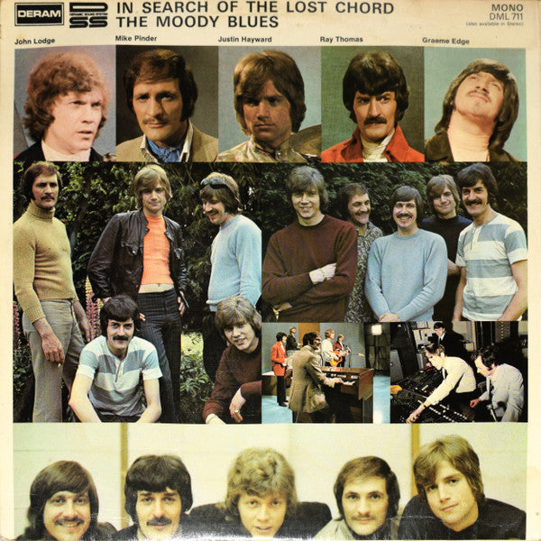 Image of Back Cover of 2944002S: LP - THE MOODY BLUES, In Search of the Lost Chord (Deram; DML711, UK 1968, Laminated Gatefold With Indicator Hole, Mono, "J/T" above mirror text / DML.711 on label) Hairlines and scuffs, edge and corner wear  VG/VG