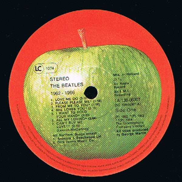 Image of Label Cover of 0125179E: 2xLP - THE BEATLES, 1962-1966 (Apple; 1A 184-05307, Netherlands 1978, Gatefold, 2 Inners) Strong VG, Spine Faded  VG+/VG