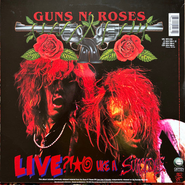 Image of Back Cover of LP - VG/VG - GUNS N'ROSES, Lies (Geffen; WX218, UK 1988, Stickered Sleeve, Inner, 2nd Sleeve), Record has light hairlines and scuffs. Sleeve has creases. ,  - 3826233E