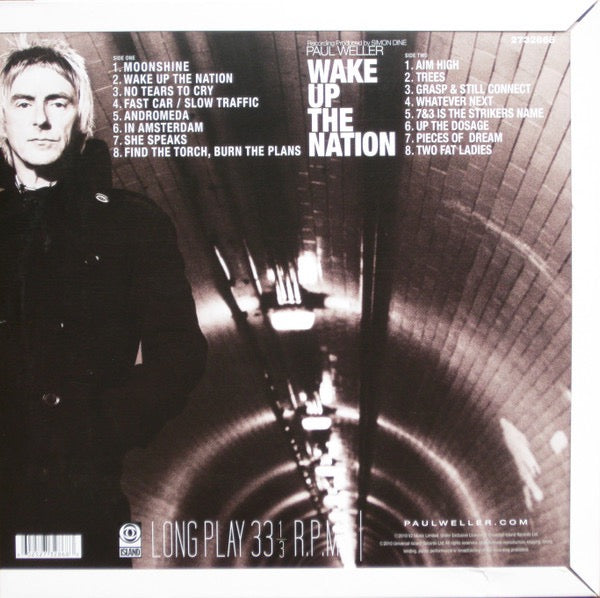 Image of Back Cover of 1614160C: LP - PAUL WELLER, Wake Up the Nation (Island; 2732868, UK 2010, Flipback Sleeve, Insert) Promo sticker over barcode.  VG+/VG+