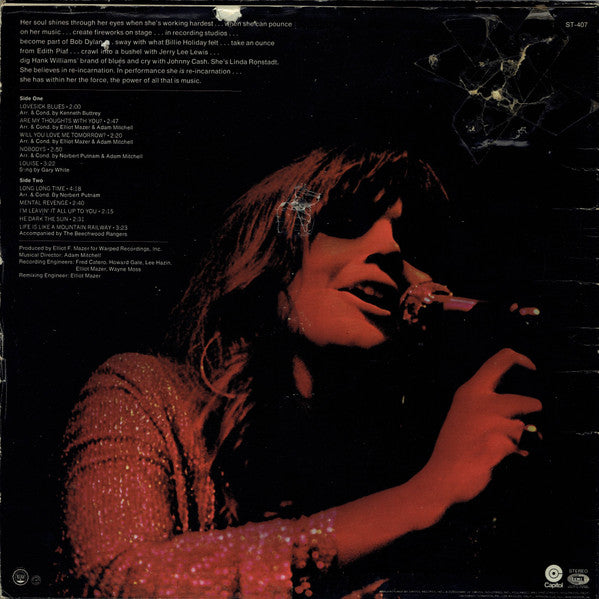 Image of Back Cover of LP - VG+/VG+ - LINDA RONSTADT, Silk Purse (Capitol Orange; ST-407, US 1970s Reissue), ,  - 3126064E