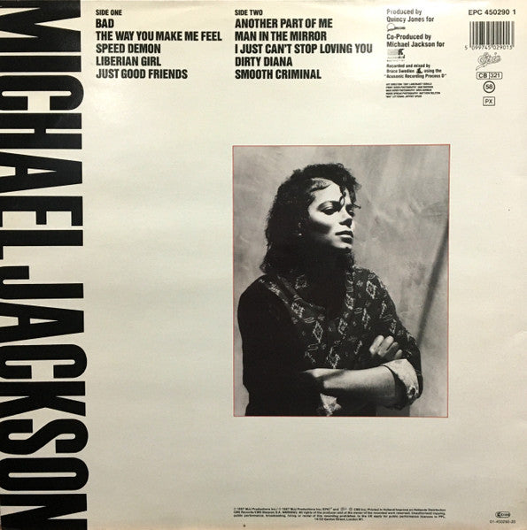 Image of Back Cover of LP - G+/VG - MICHAEL JACKSON, Bad (Epic; EPC 450290 1, Europe 1987, Gatefold, Inner), ,  - 3526171E