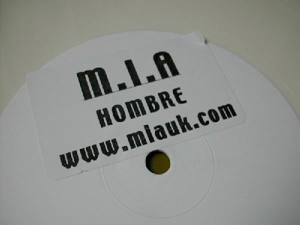 Image of Back Cover of 4014185C: 12" - M.I.A., Hombre / Inst / Acapella (MIA; MIA001, UK 2005, Stickered White Label, Company Sleeve, White Vinyl)   VG+/VG+