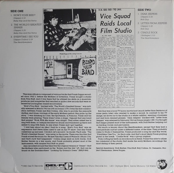Image of Back Cover of 12" - VG+/VG+ - FRANK ZAPPA, Rare Meat (Del-Fi Records; RNEP 604, US 1983), Still In Opened Shrinkwrap,  - 3316064C