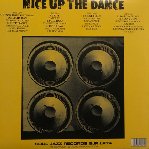Image of Back Cover of 2xLP - VG/VG - VARIOUS ARTISTS, Nice Up The Dance (Soul Jazz Records; SJR LP74, UK 2003, 2 Inners & Insert), Light marks only.,  - 3816172C