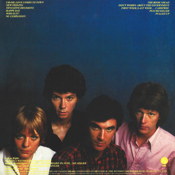 Image of Back Cover of 3454025S: LP - TALKING HEADS, 77 (Back To Vinyl; 8122-79884-1, UK 2013 Reissue, Inner)   NEW/NEW