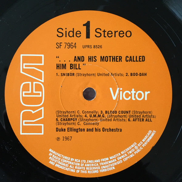 Image of Label Cover of 2724087E: LP - DUKE ELLINGTON AND HIS ORCHESTRA, "...And His Mother Called Him Bill" (RCA; SF 7964, UK 1970s Reissue, Laminated Front Sleeve, Stereo) Ringwear, minor creasing and a couple of tiny stains to sleeve. Record is strong VG+  VG/VG+