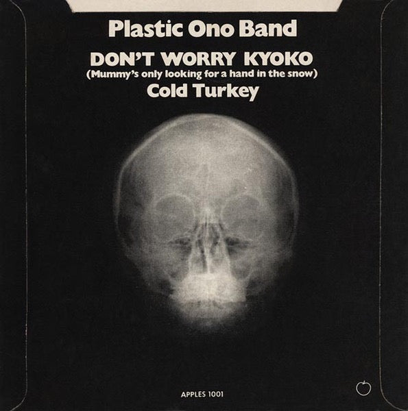 Image of Back Cover of 7" - VG/VG - PLASTIC ONO BAND, Cold Turkey / Don't Worry Kyoko (Mummy's Only Looking For A Hand In The Snow) (Apple Records; APPLES 1001, UK 1969, Picture Sleeve, Solid Centre ), Light marks only, Sleeve a little worn,  - 3316114C
