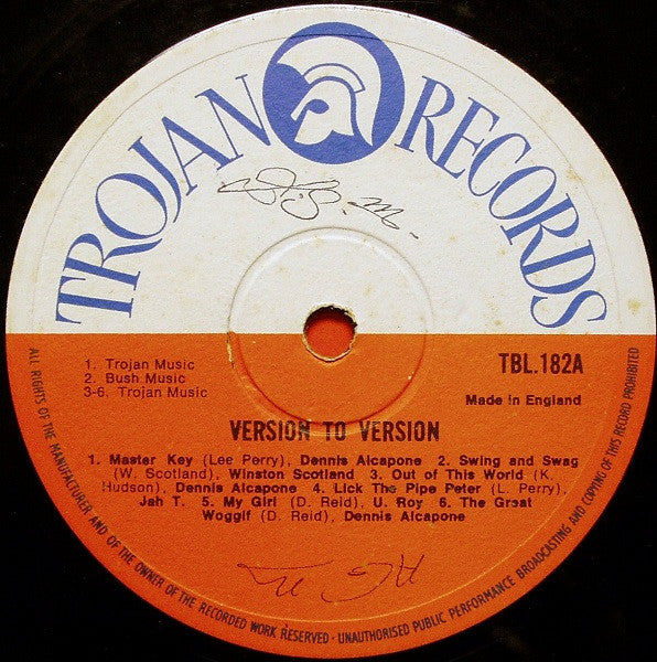 Image of Label Cover of 4644072S: LP - VARIOUS ARTISTS, Version To Version (Trojan Records; TBL 182, UK 1972, Laminated Front Sleeve)   G/VG