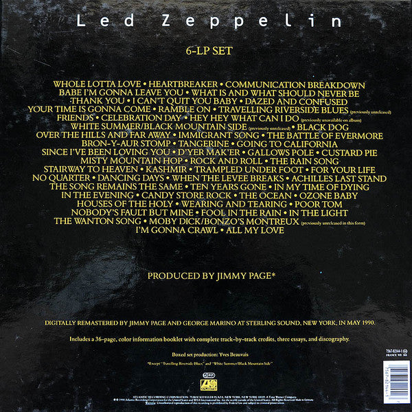 Image of Back Cover of 3424158E: 6xLP - LED ZEPPELIN, Led Zeppelin (Atlantic; 7567-82144-1, Europe 1990, Box Set, 6 Inners And Booklet, Remastered)   VG+/VG