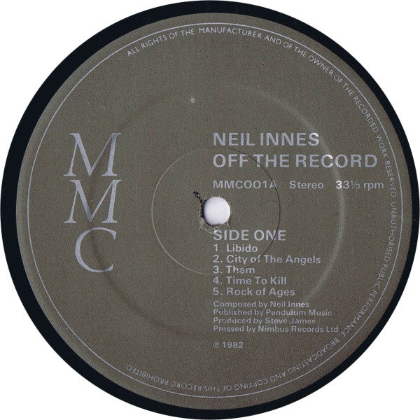 Image of Label Cover of 2xLP - VG/VG+ - NEIL INNES, Off the Record (MMC; MMC001, UK 1982, Gatefold), ,  - 2226277E