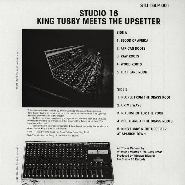 Image of Back Cover of 1615405C: LP - KING TUBBY MEETS UPSETTER, At The Grass Roots Of Dub (Studio 16; STU16LP 001, UK 2005 Reissue, Green Vinyl)   NEW/NEW