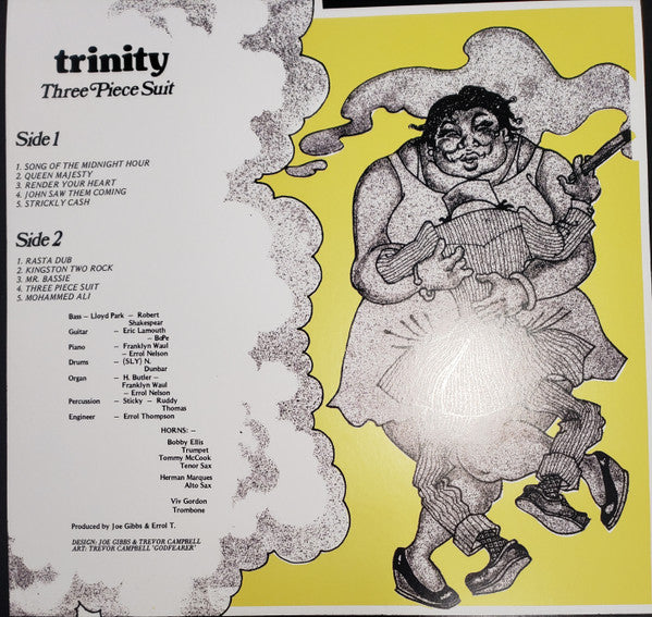 Image of Back Cover of 0514279C: LP - TRINITY, Three Piece Suit (Joe Gibbs Record Globe; JG 007, UK )   NEW/NEW