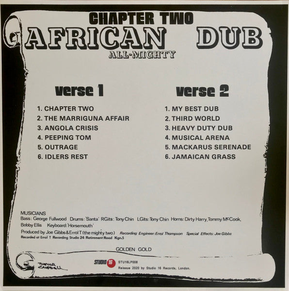 Image of Back Cover of LP - NEW/NEW - JOE GIBBS & THE PROFESSIONALS  , African Dub - All Mighty Chapter 2 (Joe Gibbs; STU16LP008, UK 2020 Reissue), ,  - 3416451C