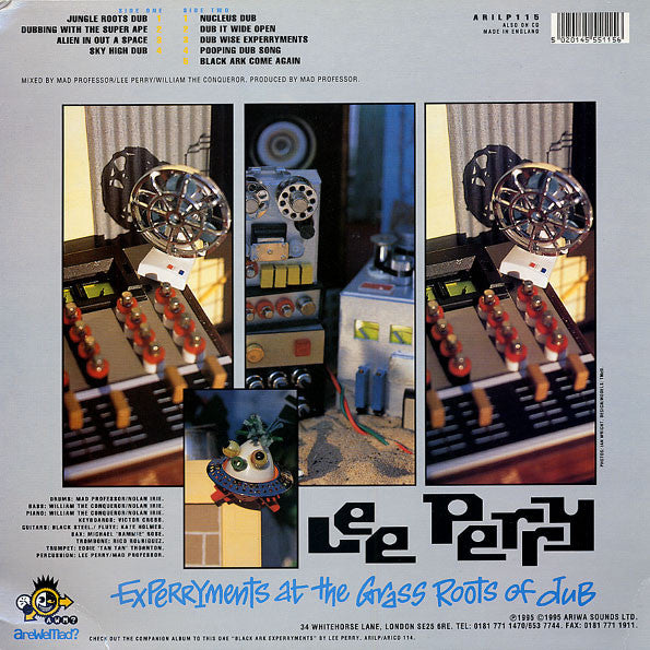 Image of Back Cover of 4624193E: LP - LEE PERRY & MAD PROFESSOR, Experryments At The Grass Roots Of Dub (Ariwa; ARILP155, UK 1995)   G/G+