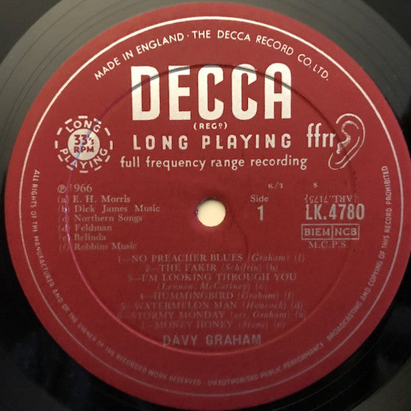 Image of Label Cover of LP - G+/G+ - DAVY GRAHAM, Midnight Man (Decca Red Unboxed; LK4780, UK 1966), Writing On Rear Sleeve, Edge Wear, Sleeve Dirty,  - 0726259E