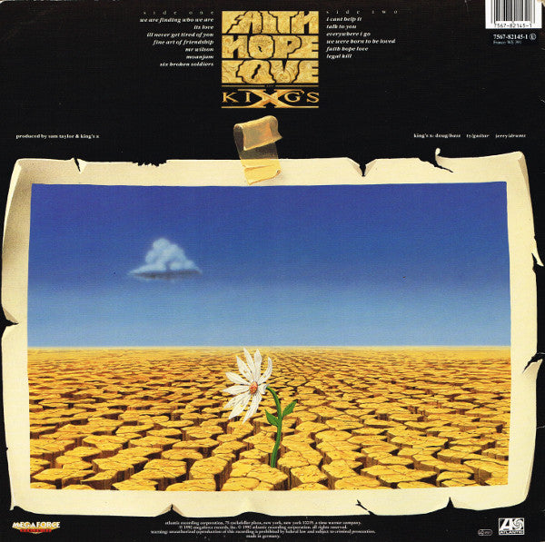 Image of Back Cover of 4915225C: LP - KINGS X, Faith Hope Love (Atlantic; 7567-82145, Europe 1990, Inner) Strong VG  VG/VG