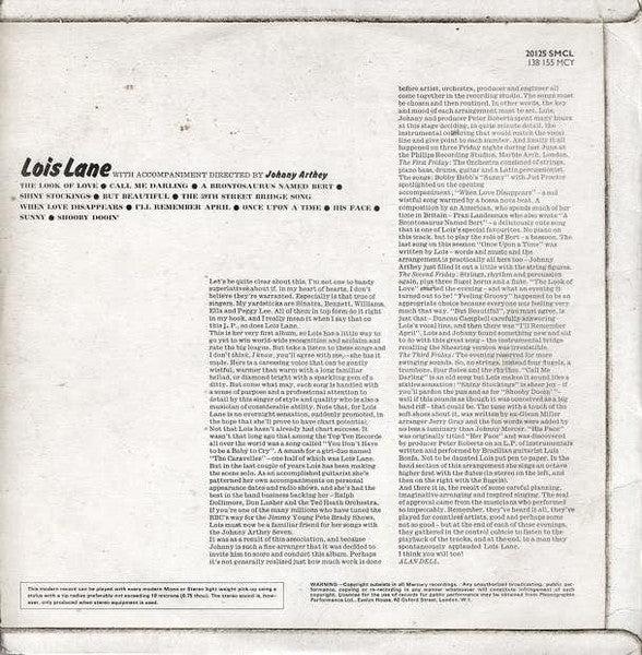 Image of Back Cover of LP - VG+/VG+ - LOIS LANE, Lois Lane (Mercury; 20125 SMCL, UK 1969, Laminated Flipback Sleeve), ,  - 2926163E