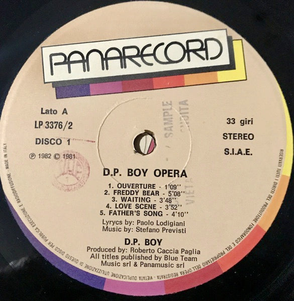 Image of Label Cover of 1723150E: 2xLP - D. P. BOY, Opera (Panarecord; LP2/3376, Italy 1981, Gatefold, Italo Disco religious Synth Opera - Yeah!) Edge and Ring Wear  VG/VG+