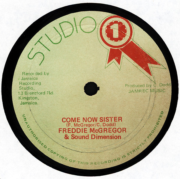 Image of Front Cover of 12" - /G+ - FREDDIE MCGREGOR / PRINCE JAZZBO / SOUND DIMENSION, Come Now Sister / Crab Walking (Studio One; , Jamaica 1980s Reissue), Plays above grade, S1 pressing imperfections. One feelable mark causes a few ticks in the last quarter of side B.,  - 0716367C