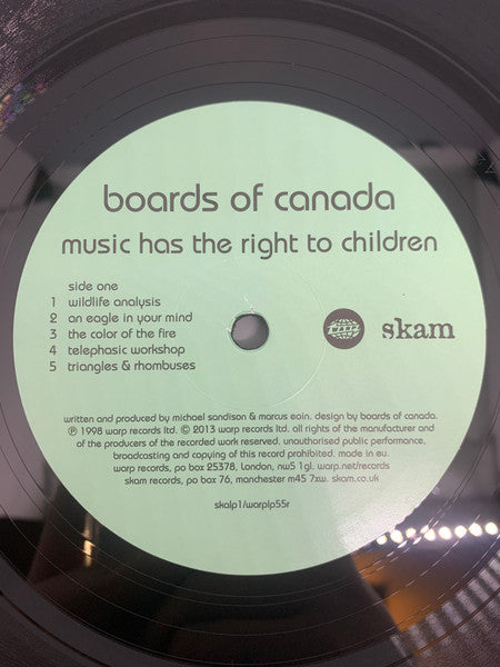 Image of Label Cover of 2xLP - NEW/NEW - BOARDS OF CANADA, Music Has The Right To Children (Warp; WARPLP55R, UK 2022 Reissue, Gatefold), ,  - 3316314C