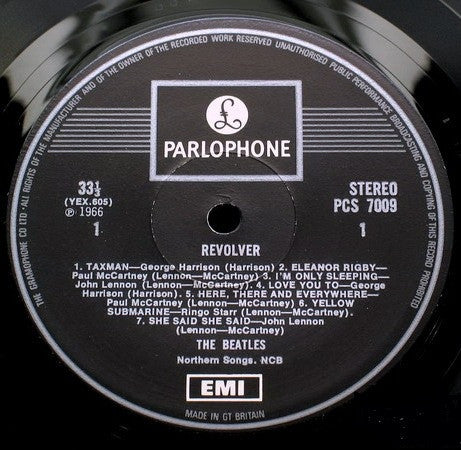 Image of Label Cover of 0526152E: LP - THE BEATLES, Revolver (Parlophone Silver / Black, One Boxed EMI Logo; PCS7009, UK 1969 Reissue, Flipback Sleeve, Stereo)   VG/G