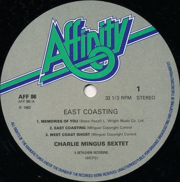 Image of Back Cover of LP - VG/VG - CHARLIE MINGUS SEXTET, East Coasting (Affinity ; AFF 86, UK 1982 Reissue), ,  - 2516494C