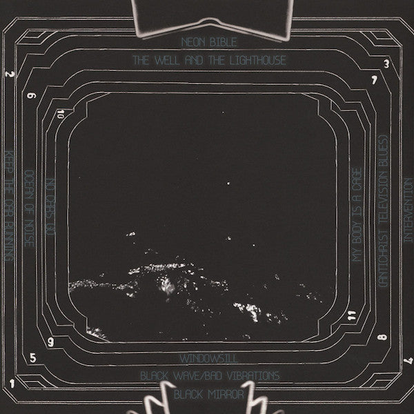 Image of Back Cover of 5024286E: 2xLP - ARCADE FIRE, Neon Bible (Sonovox; 172447, UK 2007, Textured Gatefold Sleeve, 2 Inners, 180 Gram Audiophile Pressing, Side D Etched)   EX/EX