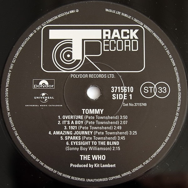 Image of Label Cover of 0136110E: 2xLP - THE WHO, Tommy (Universal; 3715749, UK 2013 Reissue, Triple Gatefold, Insert, Deluxe Edition, Remastered, Stereo)   NEW/NEW