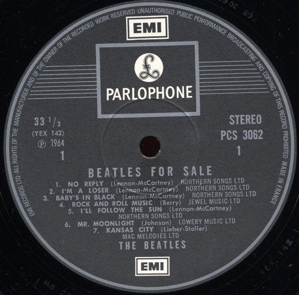 Image of Label Cover of LP - VG/VG - THE BEATLES, Beatles For Sale (Parlophone Silver/Black - 2 EMI Boxes; PCS3062, France 1974 Reissue, Gatefold, Made in France for UK Market), Sleeve Has Made In France Sticker On Rear. ,  - 4416011C