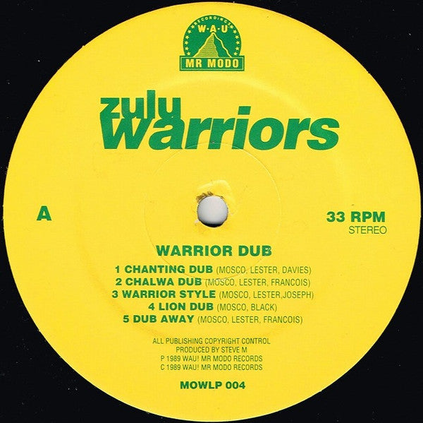 Image of Label Cover of LP - VG+/EX - ZULU WARRIORS, Warrior Dub (WAU! Mr. Modo Recordings; MOWLP 004, UK 1989, Glossy Sleeve), ,  - 3415183C