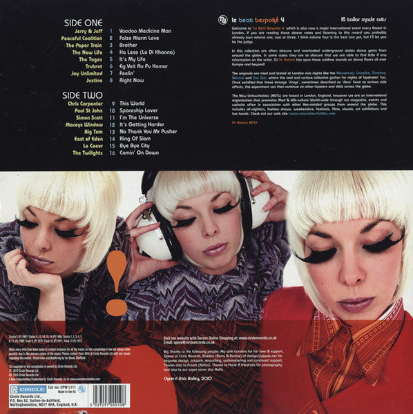 Image of Back Cover of 3845395S: LP - VARIOUS ARTISTS, COMPILED BY ROB BAILEY, Le Beat Bespoke 4 (Circle Records; CPW L111, UK 2010, Inner)   VG+/VG+