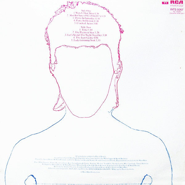 Image of Back Cover of LP - VG/VG+ - DAVID BOWIE, Aladdin Sane (RCA International Green; INTS 5067, UK 1981 Reissue, Single Sleeve, Bilbo Run Out), ,  - 3916355C