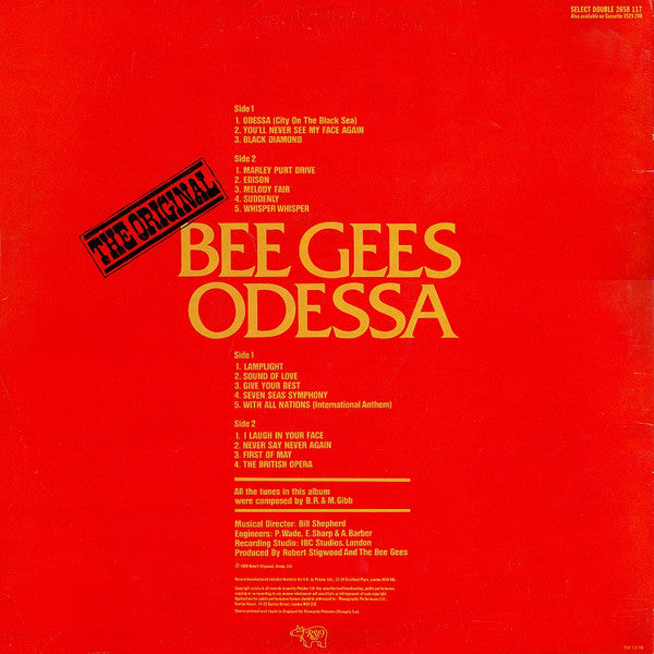 Image of Back Cover of 2xLP - VG/VG+ - BEE GEES, Odessa (RSO; 2658 117, UK 1970s Reissue, Gatefold, Stereo), Edge and Ring Wear, corner creases,  - 3745156S