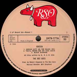 Image of Label Cover of 2xLP - VG/VG+ - BEE GEES, Odessa (RSO; 2658 117, UK 1970s Reissue, Gatefold, Stereo), Edge and Ring Wear, corner creases,  - 3745156S