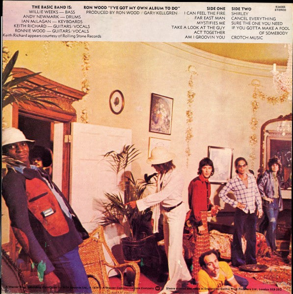 Image of Back Cover of LP - G+/VG - RONNIE WOOD, I've Got My Own Album To Do (Warner Bros; K56065, UK 1974, No Insert), Hairline marks only, Sleeve beginning to split at spine and bottom edge, No insert,  - 2716367C