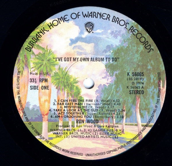 Image of Label Cover of LP - G+/VG - RONNIE WOOD, I've Got My Own Album To Do (Warner Bros; K56065, UK 1974, No Insert), Hairline marks only, Sleeve beginning to split at spine and bottom edge, No insert,  - 2716367C