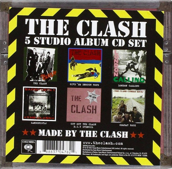 Image of Back Cover of 8xCD - VG+/VG+ - THE CLASH, 5 Studio Album CD Set (Columbia; 88883704782, UK 2013, Box Set, Inners & Stencil), ,  - 3416334C