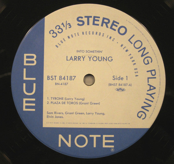 Image of Label Cover of LP - VG+/VG - LARRY YOUNG, Into Somethin' (Blue Note; BLP 84187, Japan 1993 Reissue, Insert, With Obi), A few very light hairlines. ,  - 3126196E