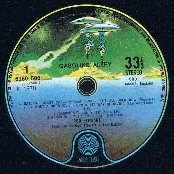Image of Label Cover of LP - VG+/VG+ - ROD STEWART, Gasoline Alley (Vertigo Spaceship; 6360500, UK 1973 Reissue, Gatefold), ,  - 3046188S