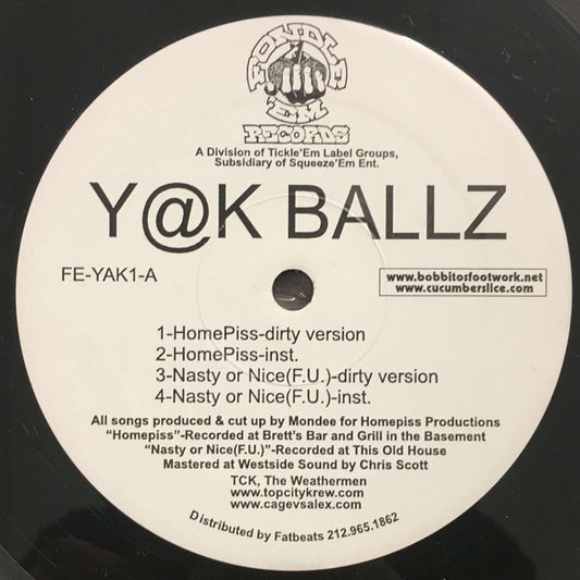 Image of Front Cover of 12" - /VG - Y@K BALLZ, Homepiss (Fondle 'Em; FE-YAK1, US 2000), Vinyl in strong VG, only couple hairline marks.,  - 2646103S