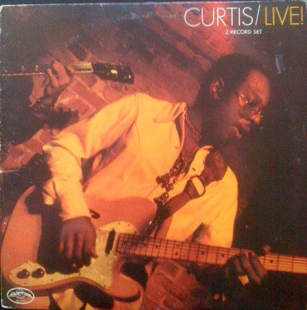 Image of Front Cover of 2xLP - VG/G - CURTIS MAYFIELD, Curtis / Live! (Curtom; K66047, UK 1976 Reissue, Gatefold, 2 Inners), Lots of light marks but plays well. Tape to sleeve opening.,  - 3716071C