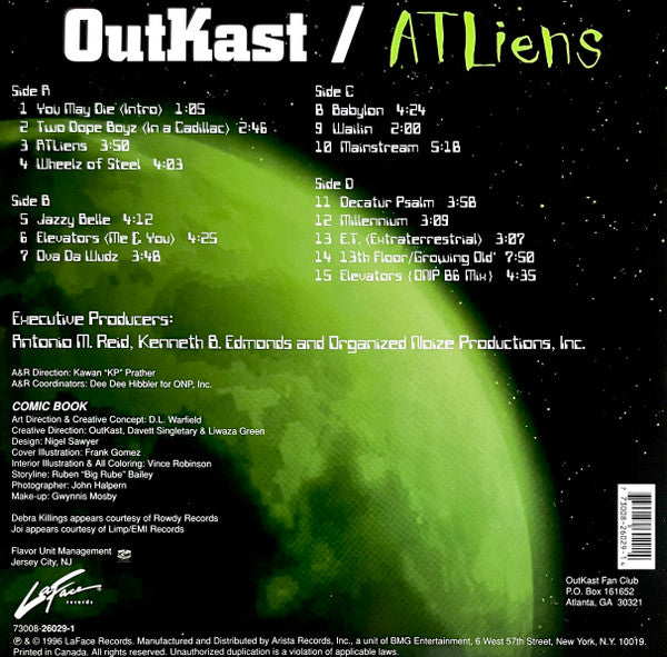 Image of Back Cover of 2xLP - VG/VG - OUTKAST, ATLiens (LaFace; 26029-1, US 1996), ,  - 3726323E